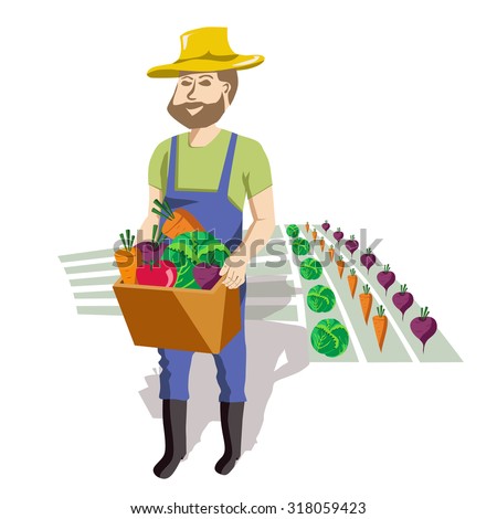 Vegetable Seller Vector Illustration Stock Vector 157994642 - Shutterstock