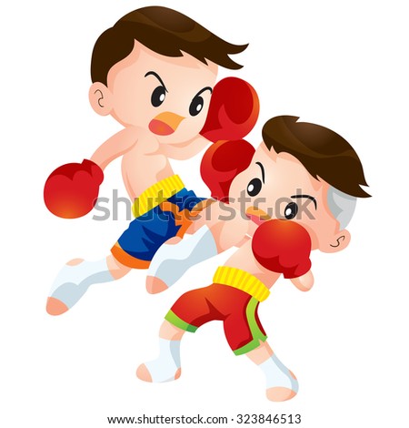 Vector Illustration Cute Thai Boxing Kids Stock Vector 323846525 ...