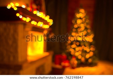 Gold Christmas Background Defocused Lights Decorated Stock Photo ...