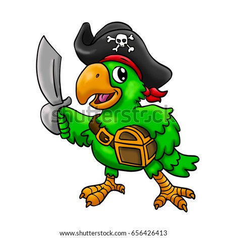 Pirate Parrot Cartoon Illustration Stock Vector 409702264 - Shutterstock