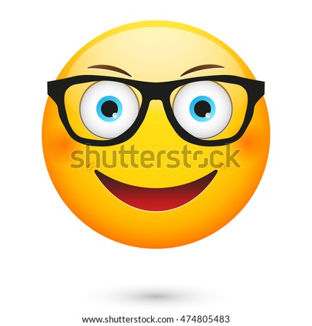 Cute Smiling Emoticon Wearing Eyeglasses Emoji Stock Vector 433259617 ...