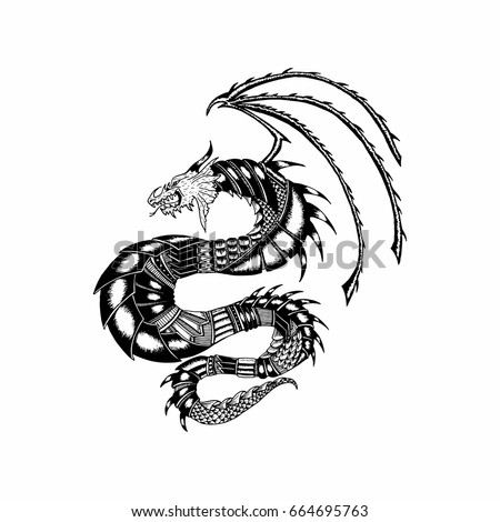 Black Tribal Dragon Tattoo Vector Illustration Stock Vector 451972939 ...