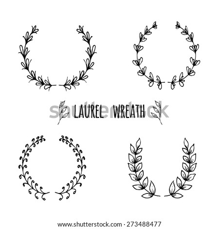 Download Silhouette Oak Wreaths Different Shapes Half Stock Vector ...