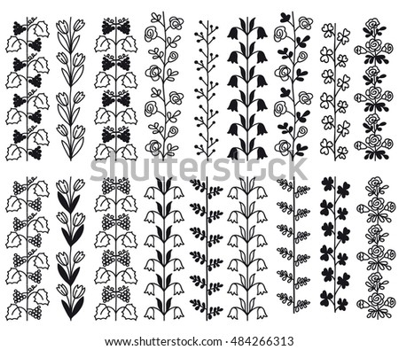 Set Palm Leaves Silhouettes Isolated On Stock Vector 532844464 ...
