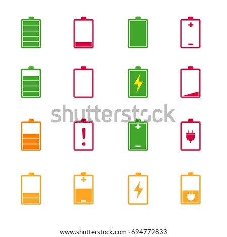 Battery Icon Set Battery Charge Level Stock Vector 211260319 - Shutterstock