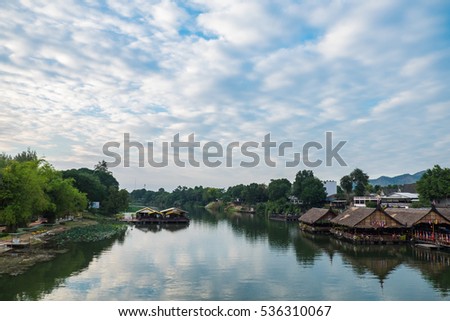 KANCHANABURI, THAILAND - DECEMBER 14: River view at The Forest Resort ... KANCHANABURI, THAILAND - DECEMBER 14: River view at The Forest Resort ...
