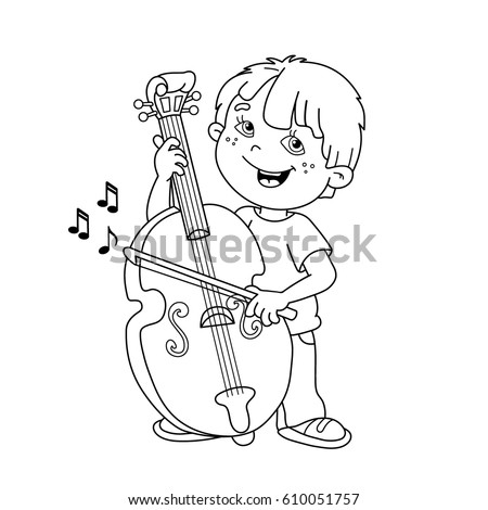 coloring page outline cartoon boy girl stock vector 424589875 ... - String Instrument Coloring Pages coloring page outline cartoon boy girl stock vector 424589875 ... - String Instrument Coloring Pages