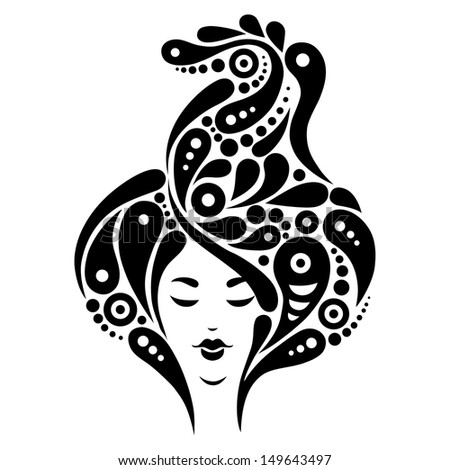 Beautiful Woman Silhouette Tattoo Abstract Girl Stock Vector 149143370 ...