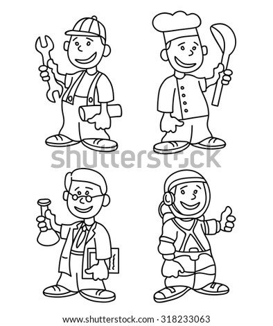 Professionscook Postman Policeman Boxer Doctor Fireman Stock Vector ...