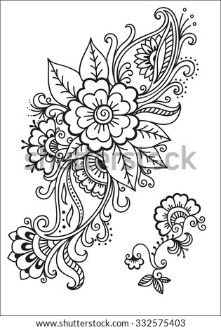 coloring pages adults henna mehndi doodles stock vector