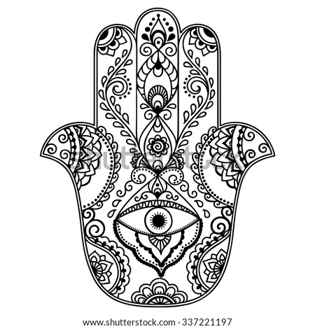 Hamsa Hand Drawn Symbol Mandala Mehndi Stock Vector 485366284 ...