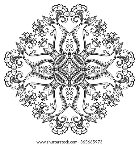 Vector Henna Tattoo Mandala Mehndi Style Stock Vector 356464421 ...