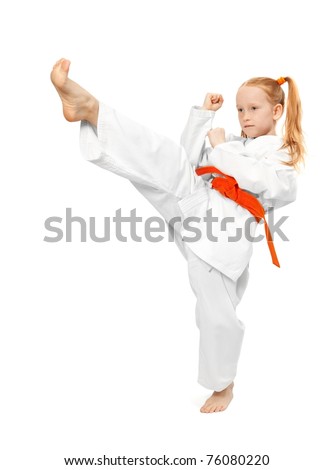 Little Girl Practice Karate Isolated On Stock Photo 76080238 - Shutterstock