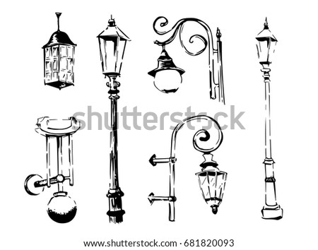 Street Light Silhouettes Stock Vector 85699699 - Shutterstock