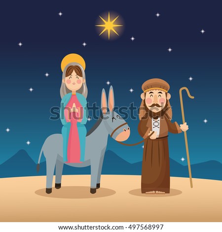 Holy Family Flight Egypt Joseph Mary Stock Vector ...