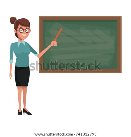 Young Female Teacher On Lesson Blackboard Stock Vector 573565840 