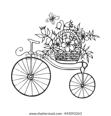 Bicycle With Flower Coloring Pages Sketch Coloring Page