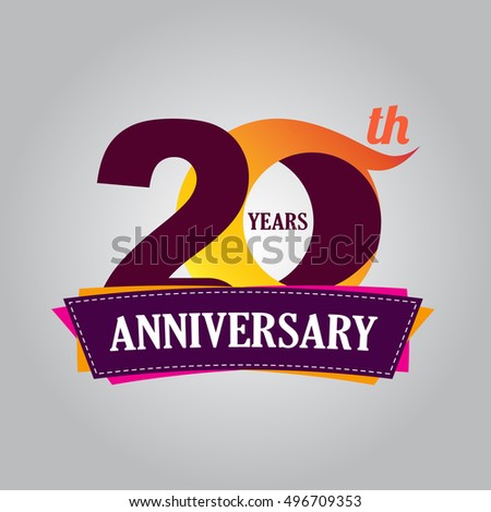 20 Years Old Celebrating Logotype Colored Stock Vector 