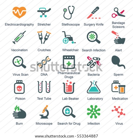 Set Icons Medicine Healthcare Pharmacy Veterinarian Stock Vector ...