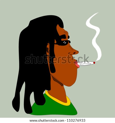 Raster Illustration Black Man Dreadlocks Smoking Stock Illustration ...