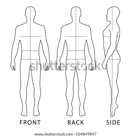 Male Mannequin Outlined Torso Front Back Stock Vector 282025619 ...