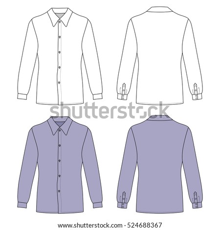 Womens Dress Shirt Long Sleeves Template Stock Vector 390533890 ...