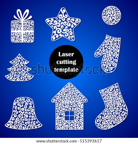 Laser Cut Christmas Decoration Vector Design Vectores En Stock