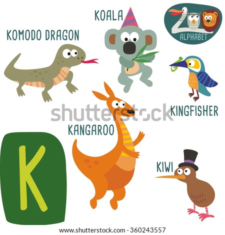 Cute Zoo Alphabet Vectork Letter Funny Stock Vector 314822072 ...