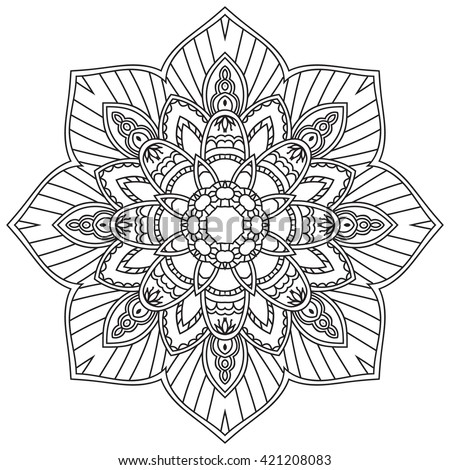 Nature Mandala Design Oriental Filigree Round Vector Stock
