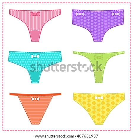 Woman Panties Feminine Collection Underwear Panties Stock Vector