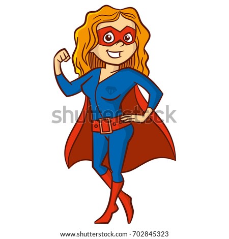 Character Illustration Strong Young Female Superhero Stock Illustration ...