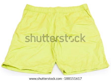 green short pants isolated on white background - stock photo