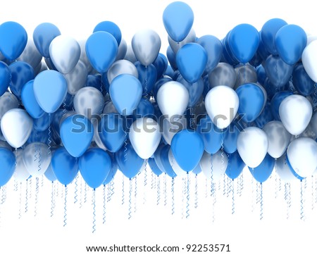 Blue and white party balloons - stock photo
