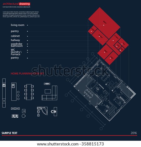 Architecture Drawing Symbols architectural drawings plans background 3d diagram stock vector Architecture Drawing Symbols architectural drawings plans background 3d diagram stock vector
