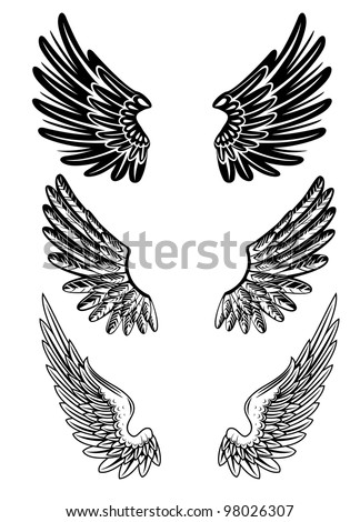 Wings Hand Drawing Vector Illustration Stock Vector 89710015 - Shutterstock