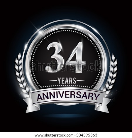 34 Years Birthday Design Greeting Cards Stock Vector 579700594