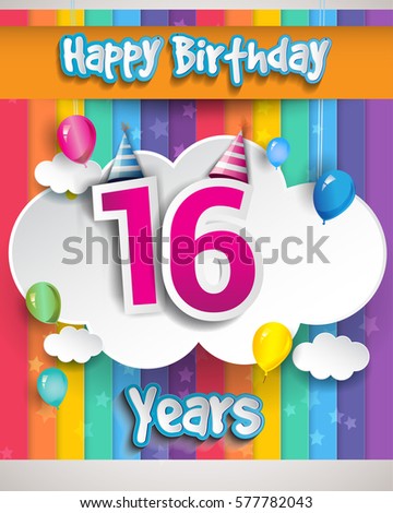 16 Years Anniversary Logo Balloon Colorful Stock Vector 480851215 ...