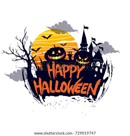 Happy Halloween Poster Night Background Creepy Stock Vector 729019654 ...