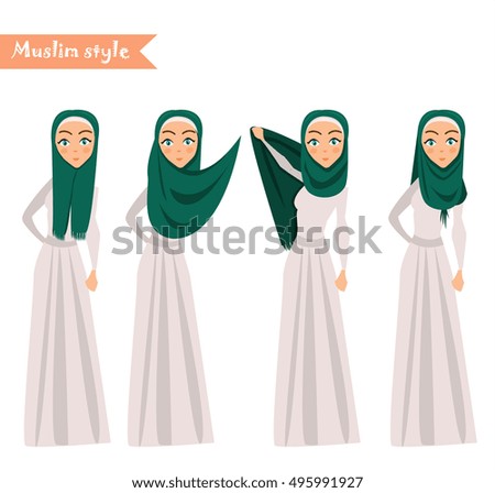 Muslim Woman Wears Hijab Instructions On Stock Vector 