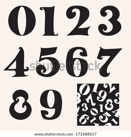 Vintage Numbers Set Including Dollar Euro Stock Vector 218081965 ...