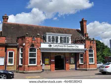 stock photo letchworth hertfordshire uk august railway station building exterior letchworth garden 464818043