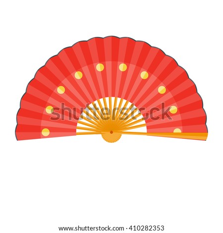 Vector Red Silk Fan Decorated Flowers Stock Vector 51599185 - Shutterstock