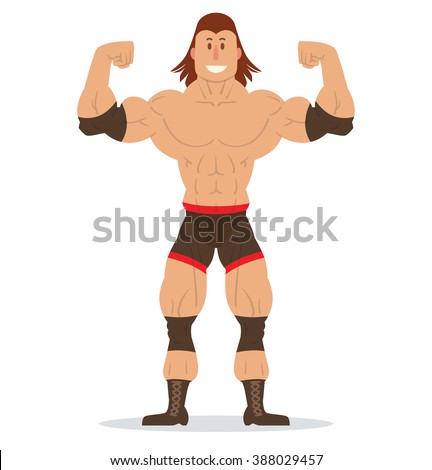 Cartoon Bodybuilder Flexing Muscles Stock Vector 192370193 - Shutterstock