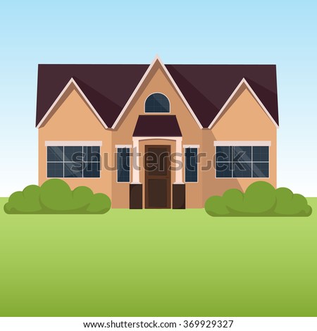 Flat Icon Suburban American House Web Stock Illustration 