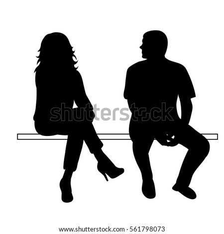 Vector Isolated Silhouette Girl Guy Sitting Stock Vector 554532310 ...