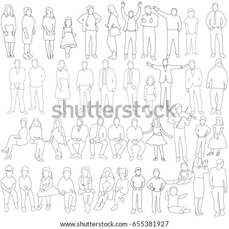 Line Drawing People Stock Illustration 143379046 - Shutterstock