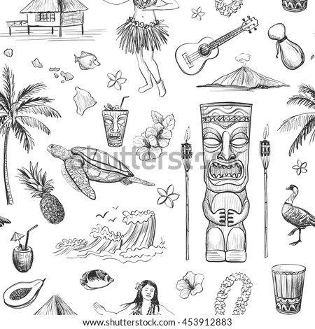 Vector Collection Sketches Hawaiian Tiki Idols Stock Vector 454066222 ...