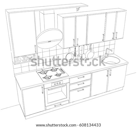 Kitchen Trace Vector Mode Stock Vector 26184046 - Shutterstock