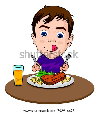 Illustration Cartoon Girl Eating Stock Vector 124675528 - Shutterstock