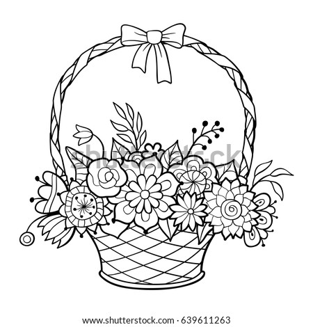 Download Vegetables Wicker Basket Stylized Colored Vector Stock ...